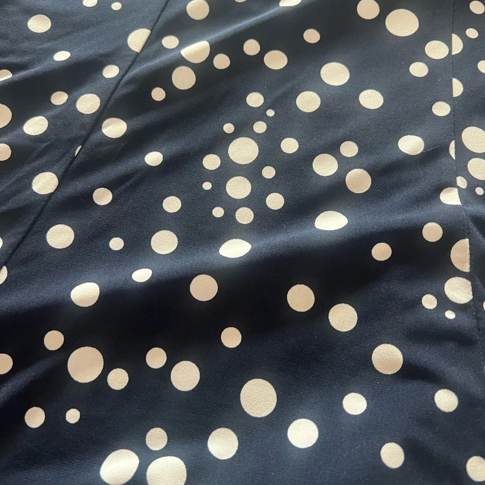Susan Graver XL skirt flared navy white polka dot packable travel soft